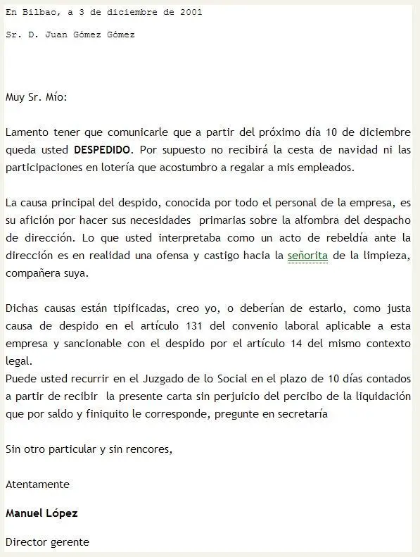 Carta De Despido Sin Justa Causa Colombia - w Carta De